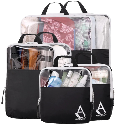 Obrazek Zestaw organizerów podróżnych AEROLITE PC002 - czarny 1,5 L / 2,3 4,9 + EKSPANDER