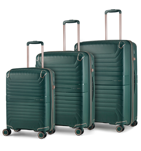 Obrazek Sada cestovních kufrů ROCK Astrid TR-0291/3 PP - zelená - 100 L / 65 L / 36 L + EXPANDER