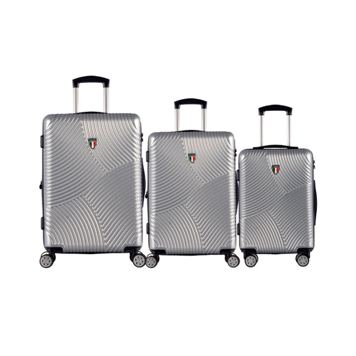 Obrazek Zestaw walizek podróżnych TUCCI Srotolare T-0277/3 ABS - srebrny - 91 L / 59 L + 35% EKSPANDER / 33 L