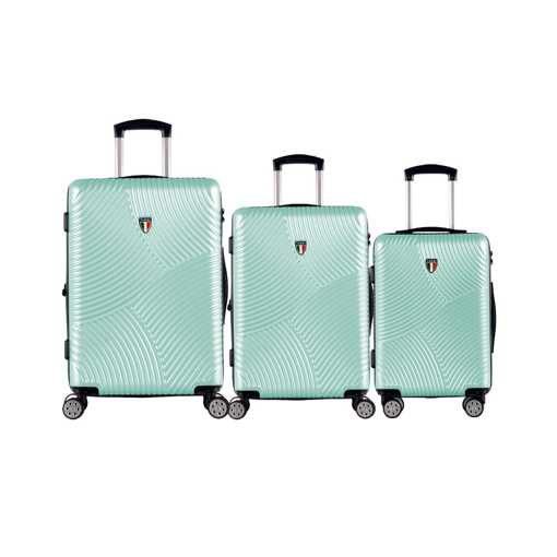 Obrazek Zestaw walizek podróżnych TUCCI Srotolare T-0277/3 ABS - zielony - 91 L / 59 L + 35% EXPANDER / 33 L