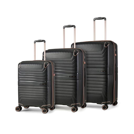 Obrazek Zestaw walizek podróżnych ROCK Astrid TR-0291/3 PP - czarny 100 L / 65 36 + EKSPANDER