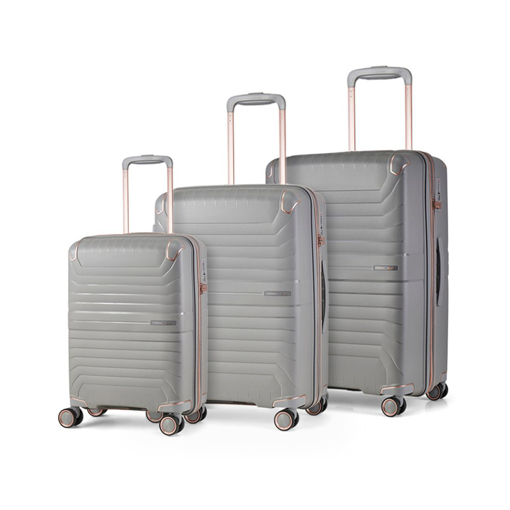 Obrazek Zestaw walizek podróżnych ROCK Astrid TR-0291/3 PP - szary 100 L / 65 36 + EKSPANDER