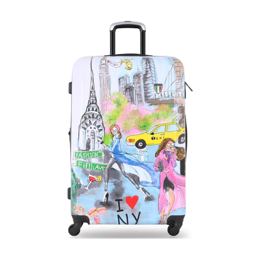 Obrazek Plastový kufr TUCCI New York Love L - barevný potisk - 88 L