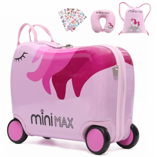 Obrazek Dětský kufr Aerolite MiniMax Ride-On Unicorn - Růžová - 29 L