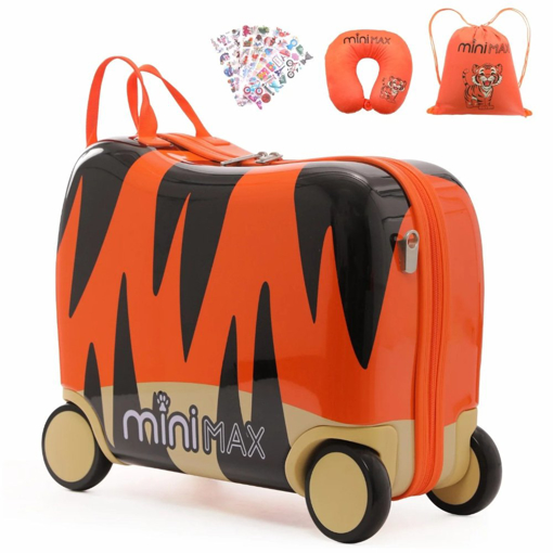 Obrazek Dětský kufr Aerolite MiniMax Ride-On Tiger - Oranžová - 29 L